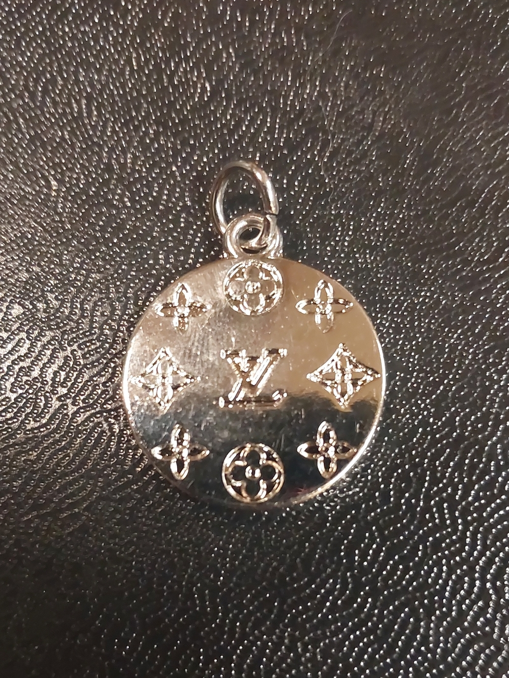LV Silver-Tone Crystal Disc Charm Pendant - Picture 2 of 2